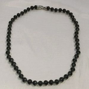 Vintage Kissaka black glass pearl necklace